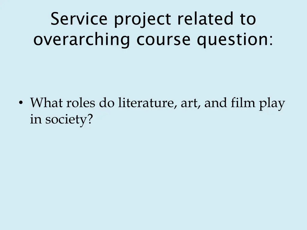 service project related to overarching course