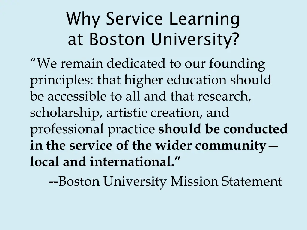 why service learning at boston university