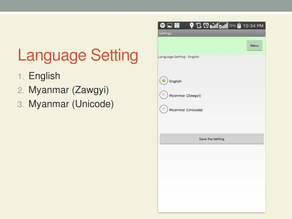 language setting