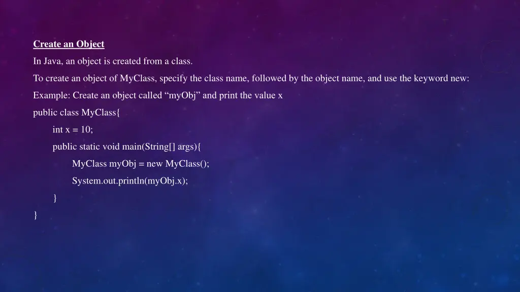 create an object