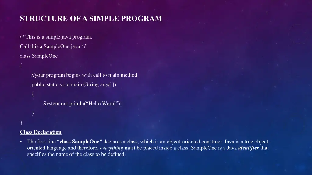 structure of a simple program