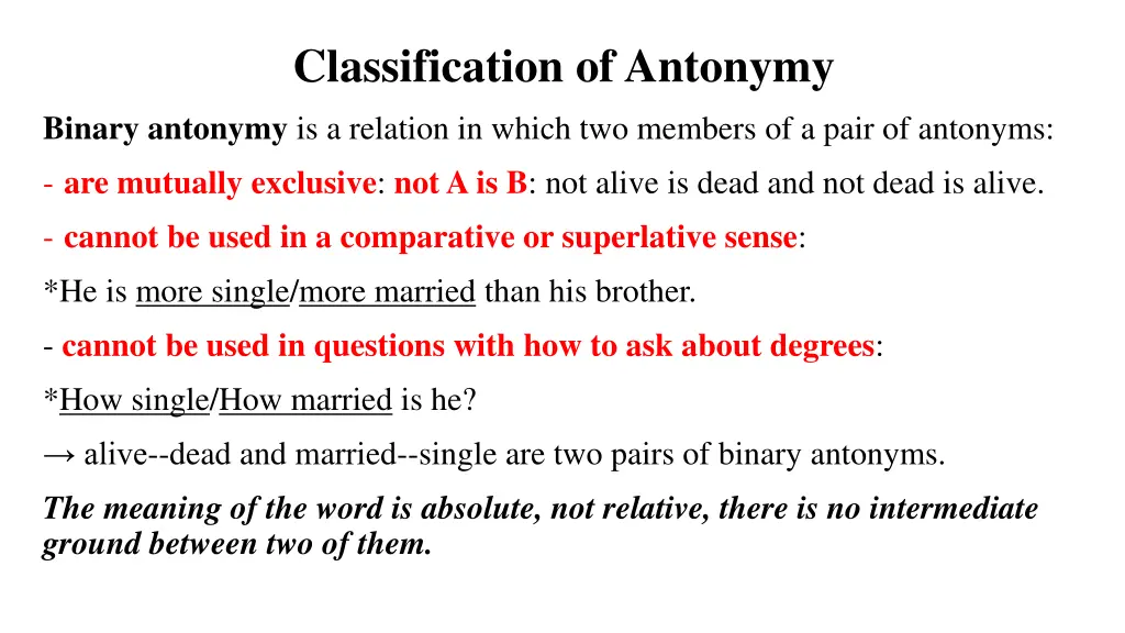 classification of antonymy binary antonymy