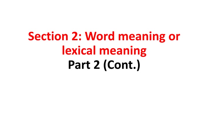 section 2 word meaning or lexical meaning part