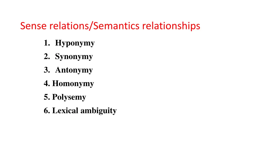 sense relations semantics relationships