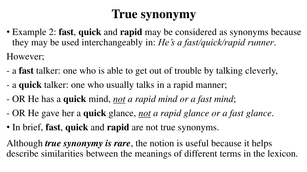true synonymy 1