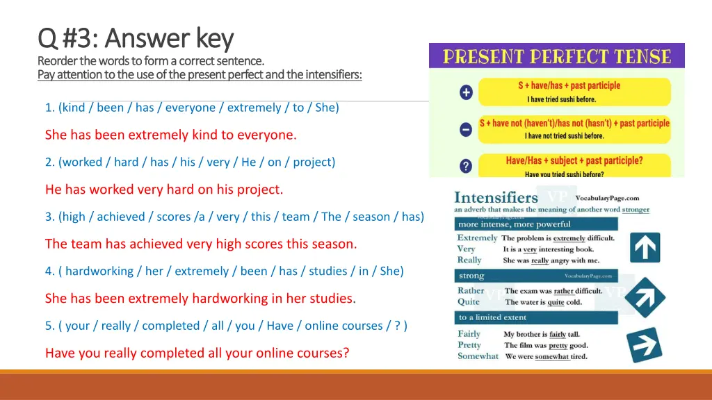 q 3 answer key q 3 answer key reorder the words