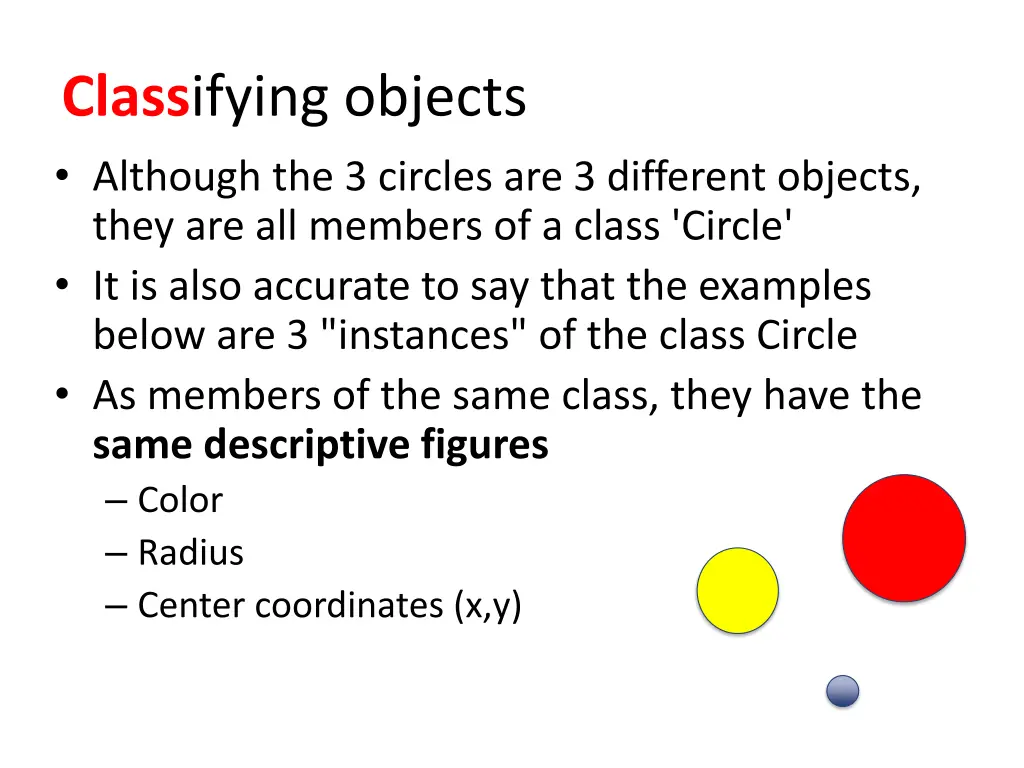 class ifying objects although the 3 circles