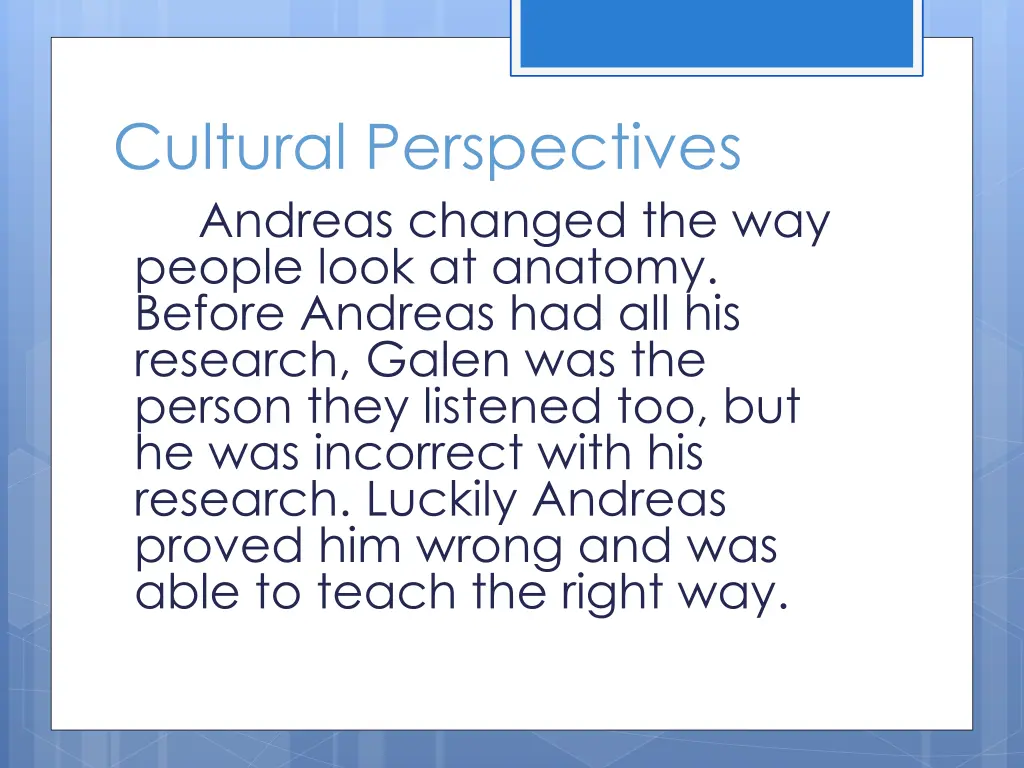 cultural perspectives andreas changed