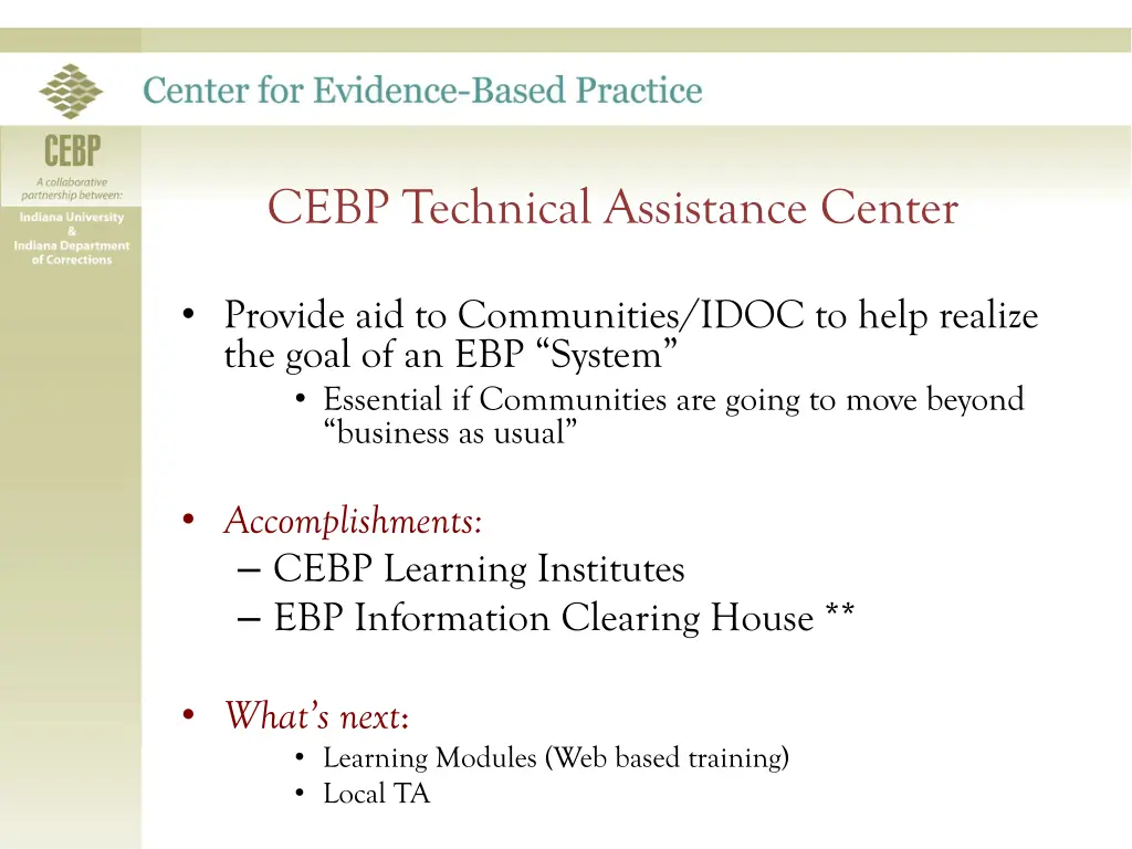 cebp technical assistance center