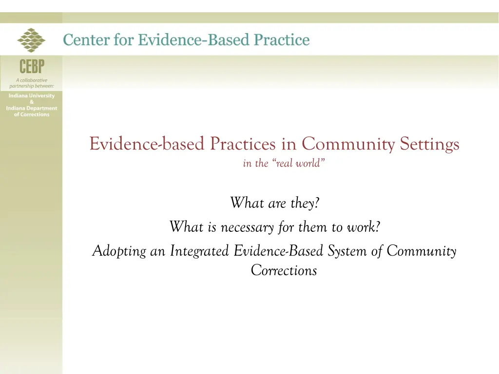 evidence based practices in community settings 2