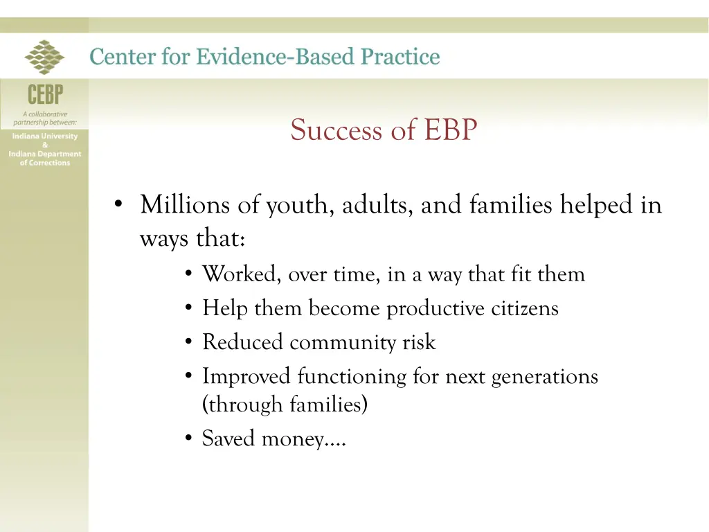 success of ebp