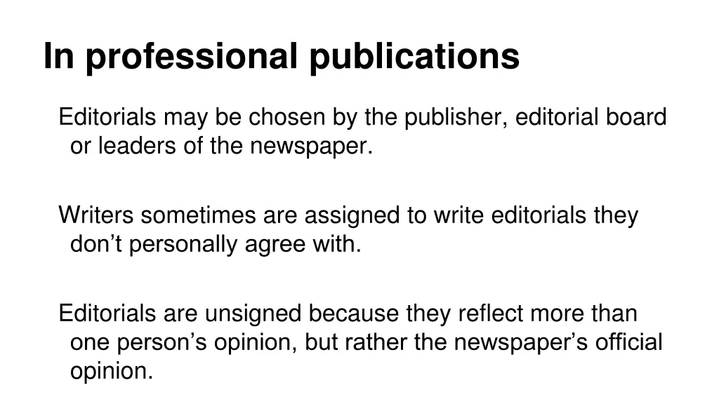 in professional publications