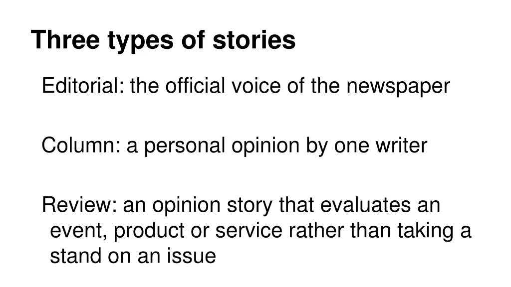 three types of stories