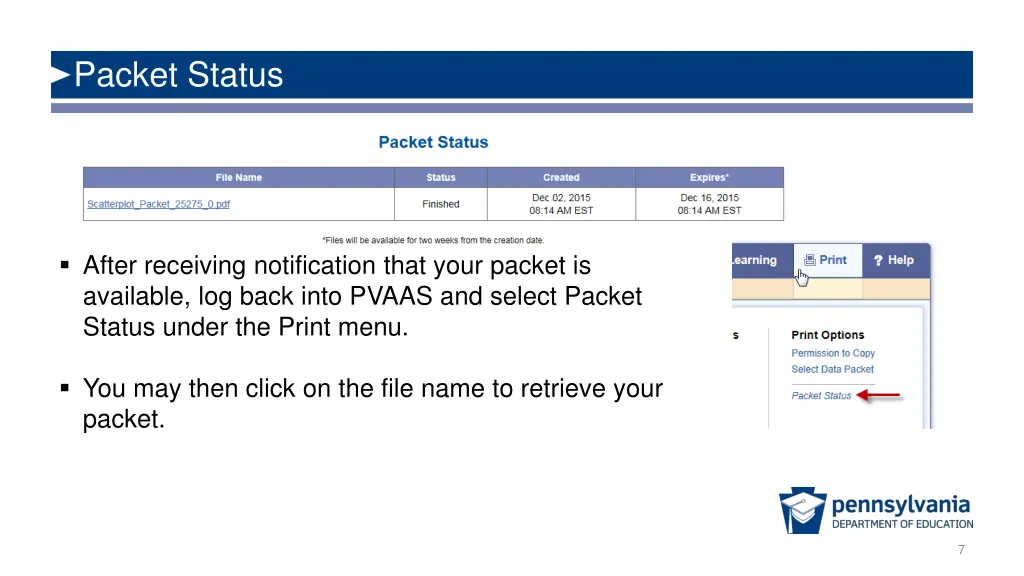 packet status