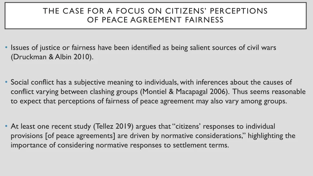 the case for a focus on citizens perceptions
