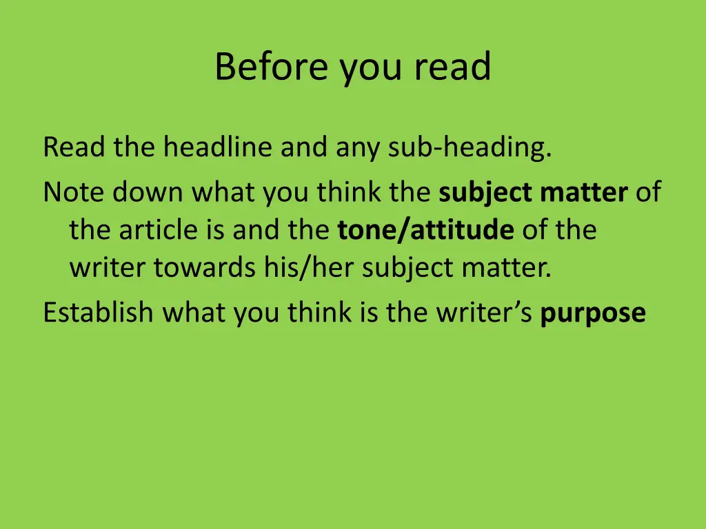 before you read