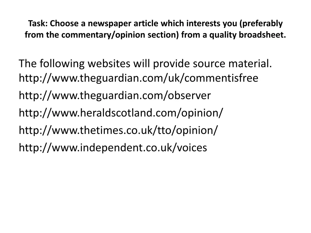 task choose a newspaper article which interests