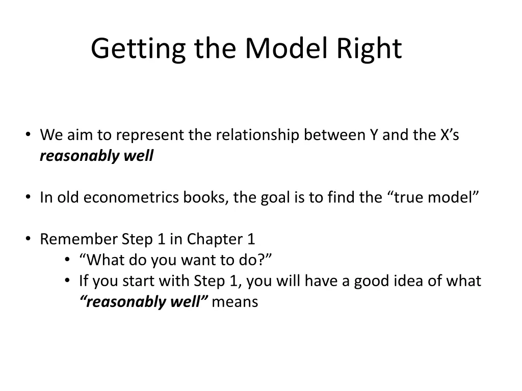 getting the model right 2