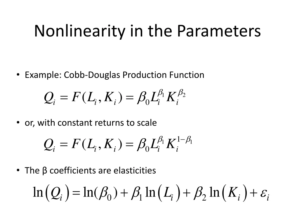 nonlinearity in the parameters