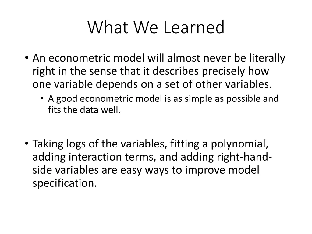 what we learned