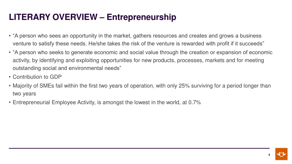 literary overview entrepreneurship