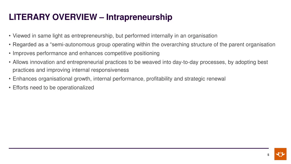 literary overview intrapreneurship