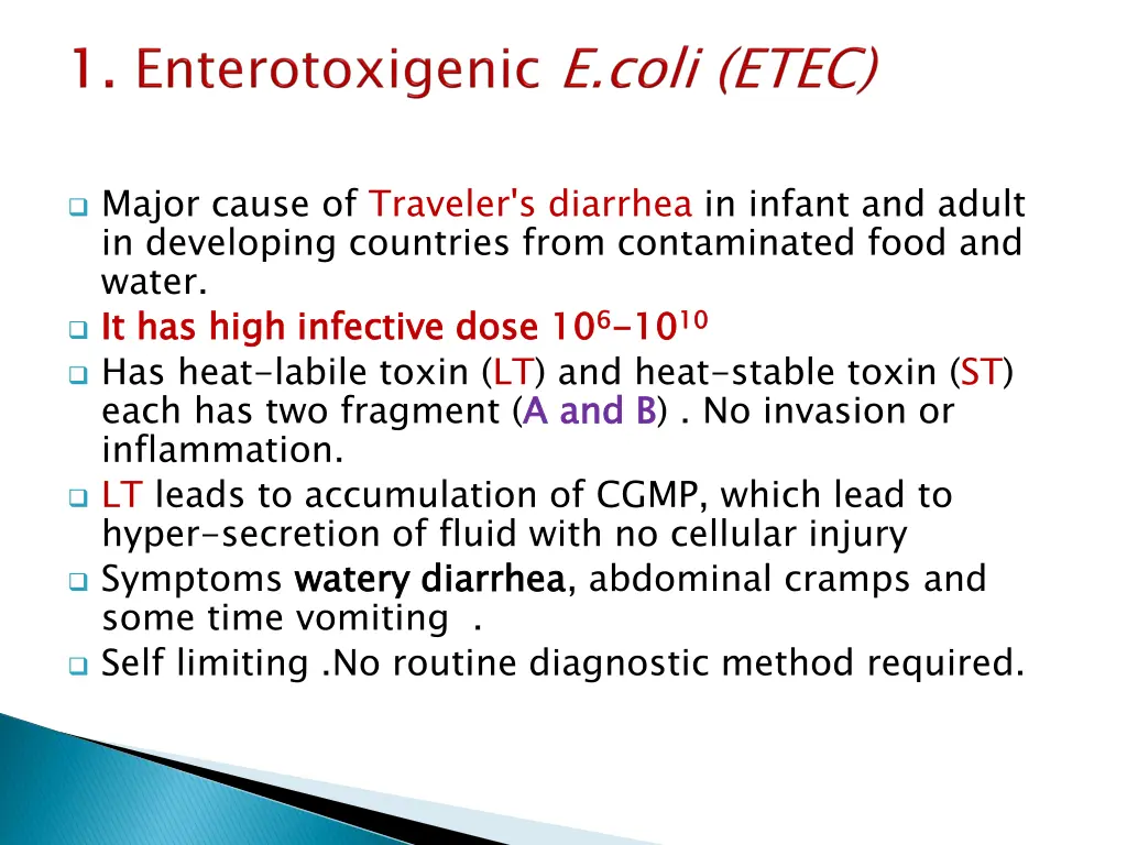 major cause of traveler s diarrhea in infant