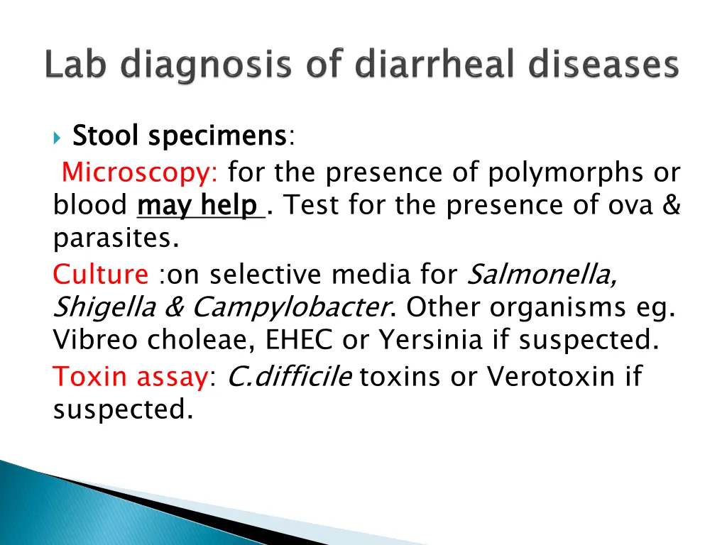 stool specimens microscopy for the presence