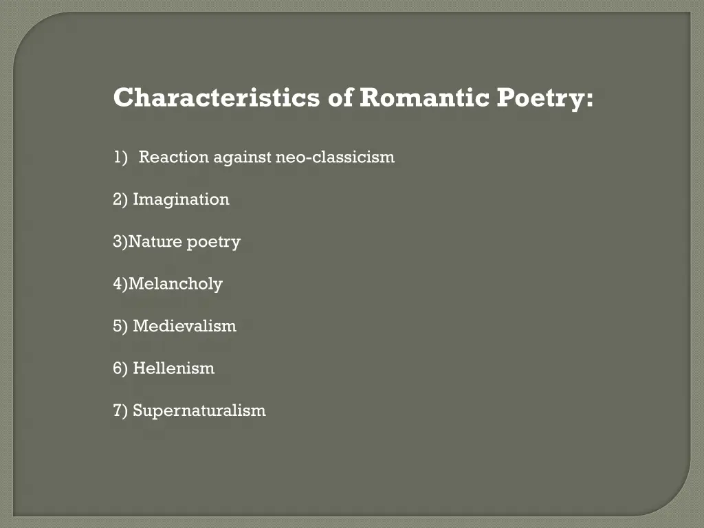 characteristics of romantic poetry