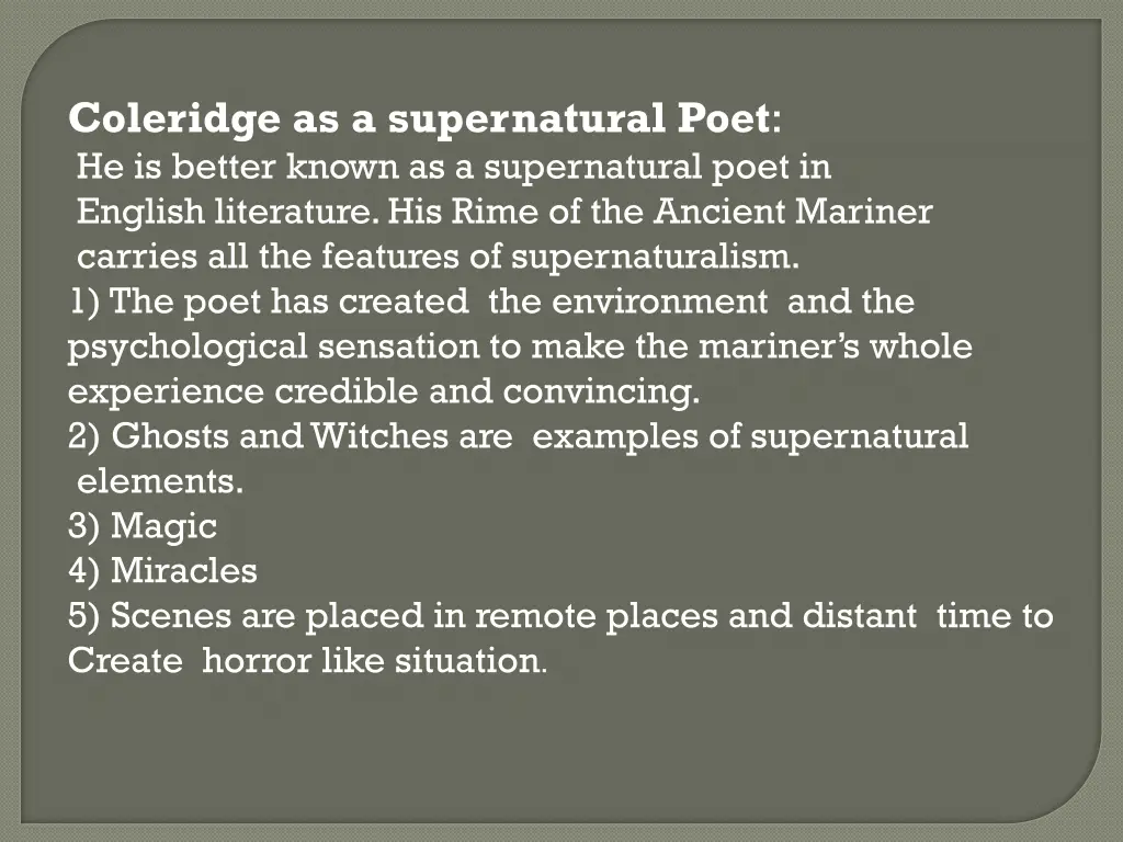 coleridge as a supernatural poet he is better