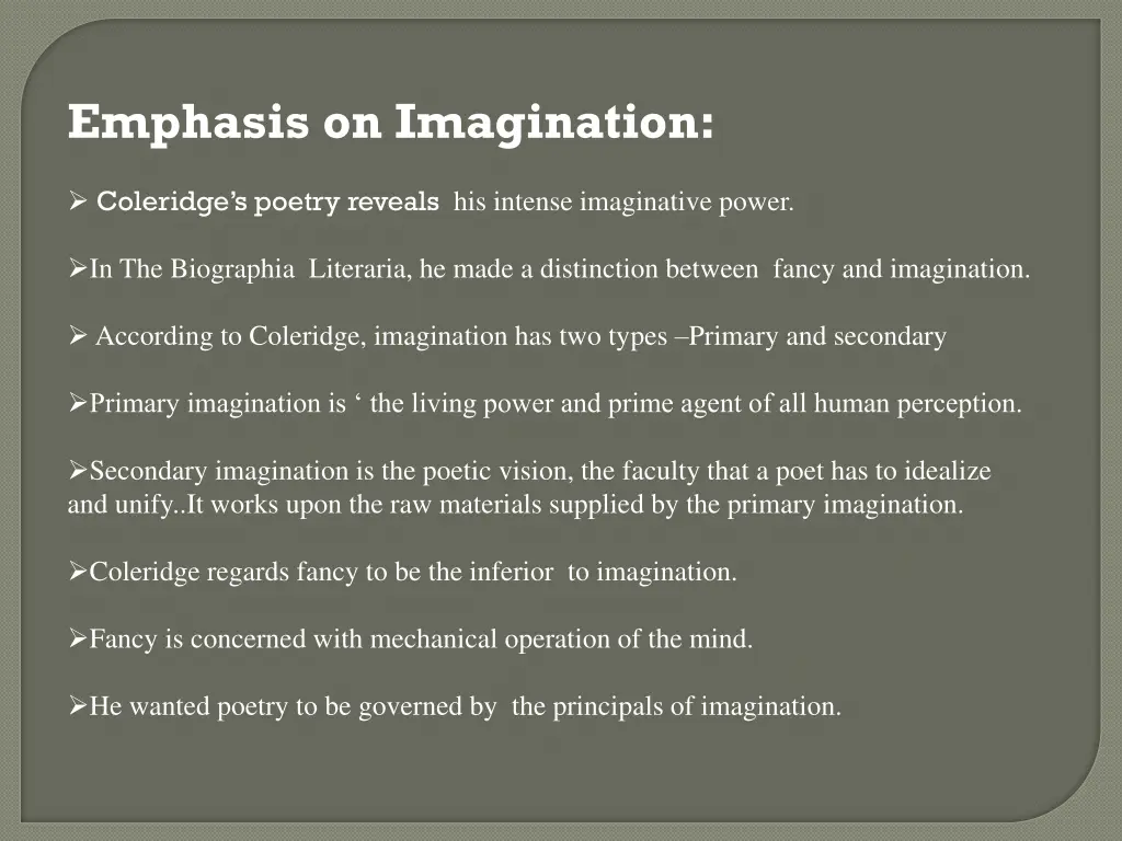 emphasis on imagination