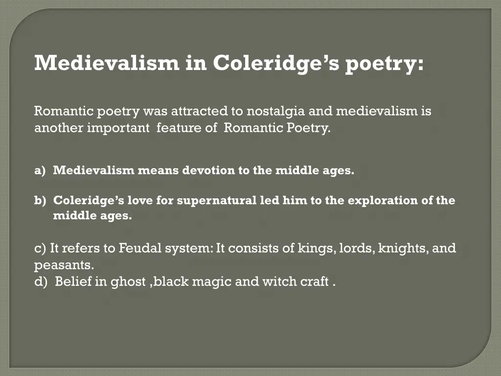 medievalism in coleridge s poetry