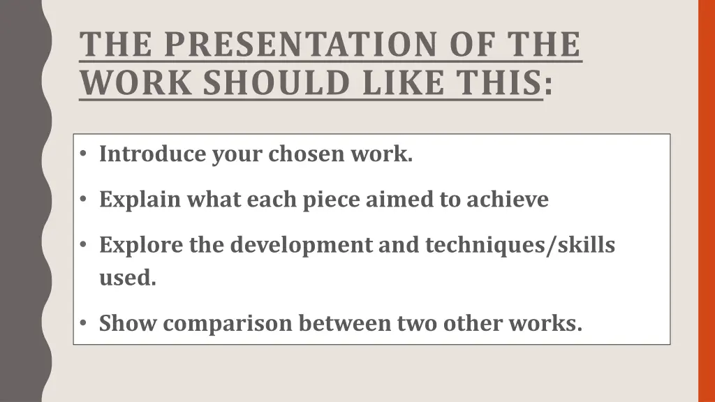 the presentation of the work should like this