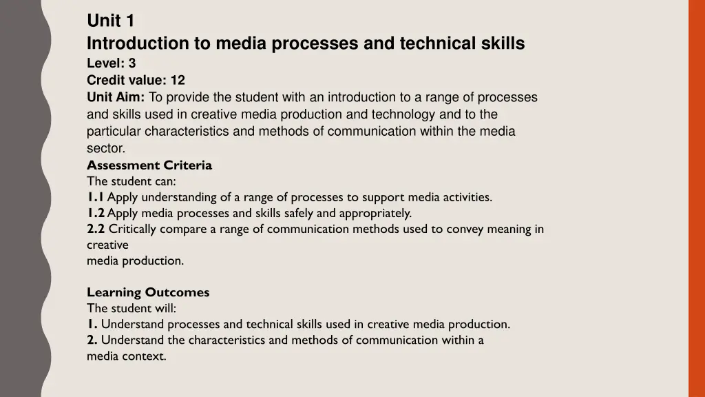 unit 1 introduction to media processes