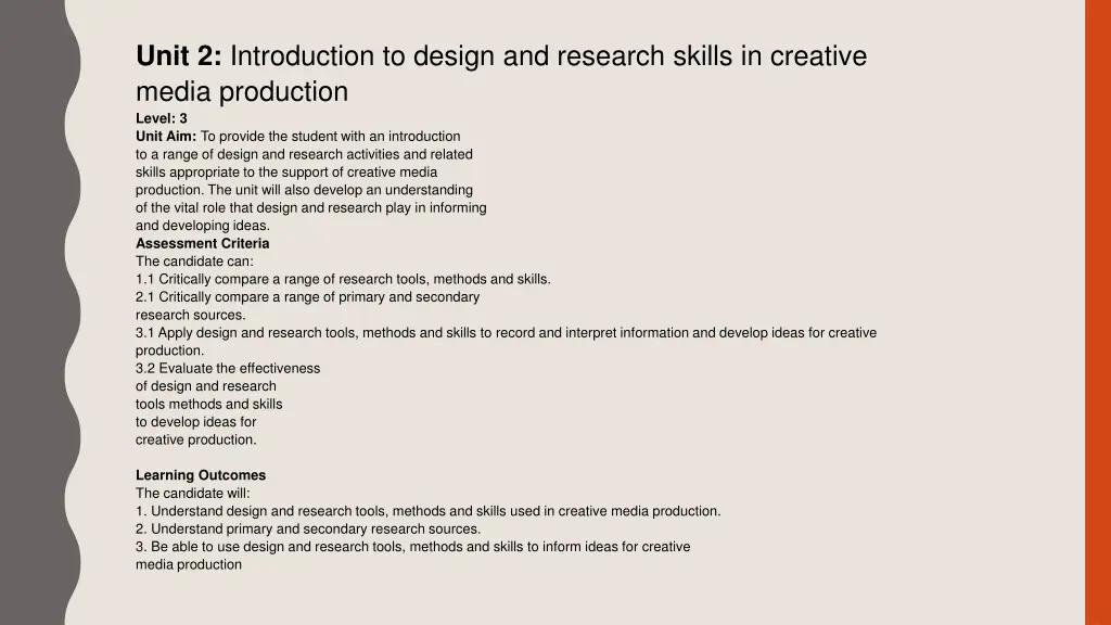 unit 2 introduction to design and research skills