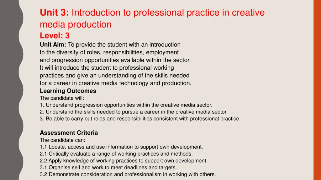 unit 3 introduction to professional practice