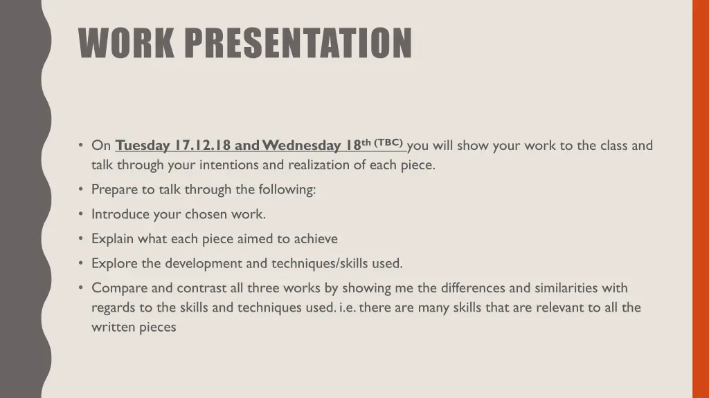 work presentation