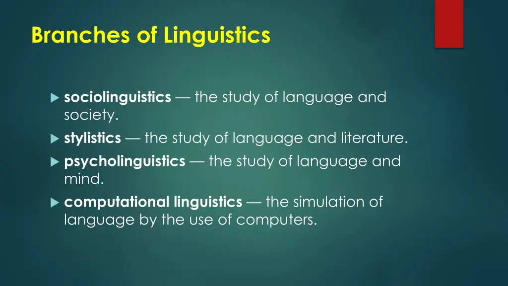 branches of linguistics