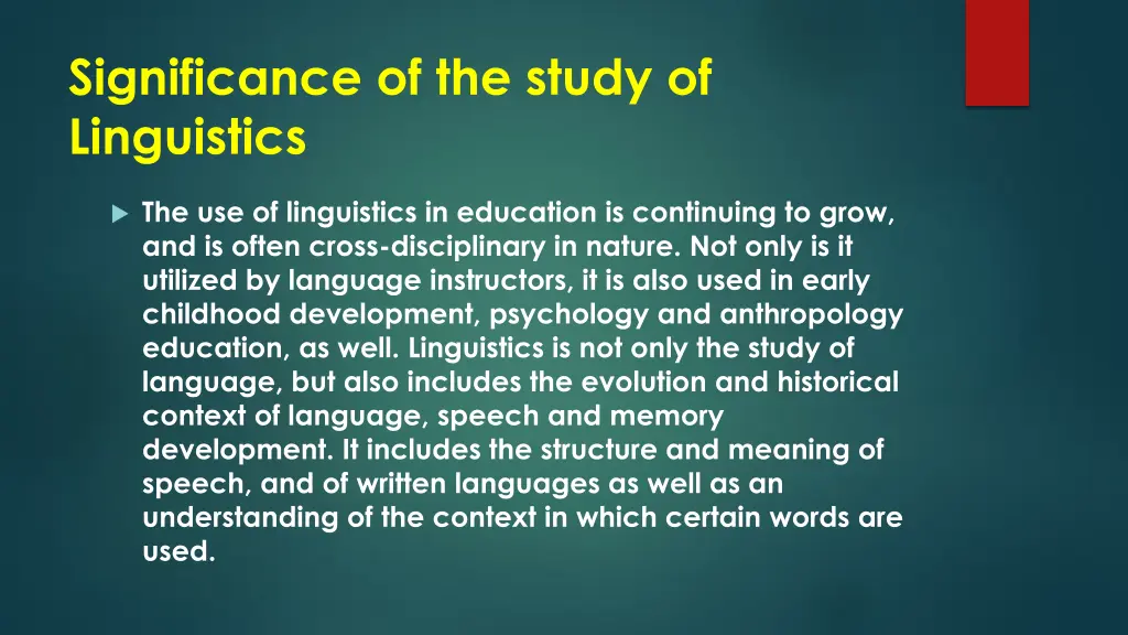significance of the study of linguistics