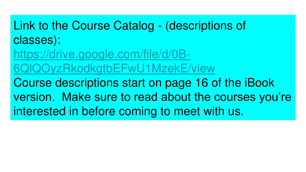 link to the course catalog descriptions