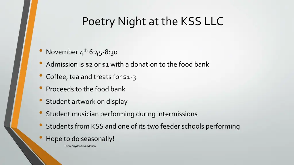 poetry night at the kss llc