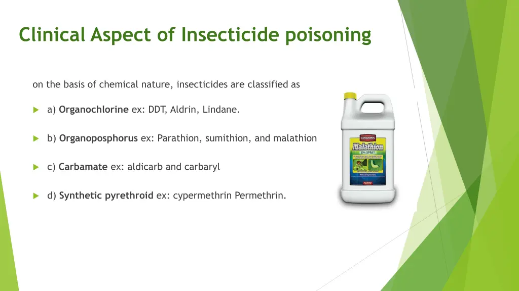 clinical aspect of insecticide poisoning