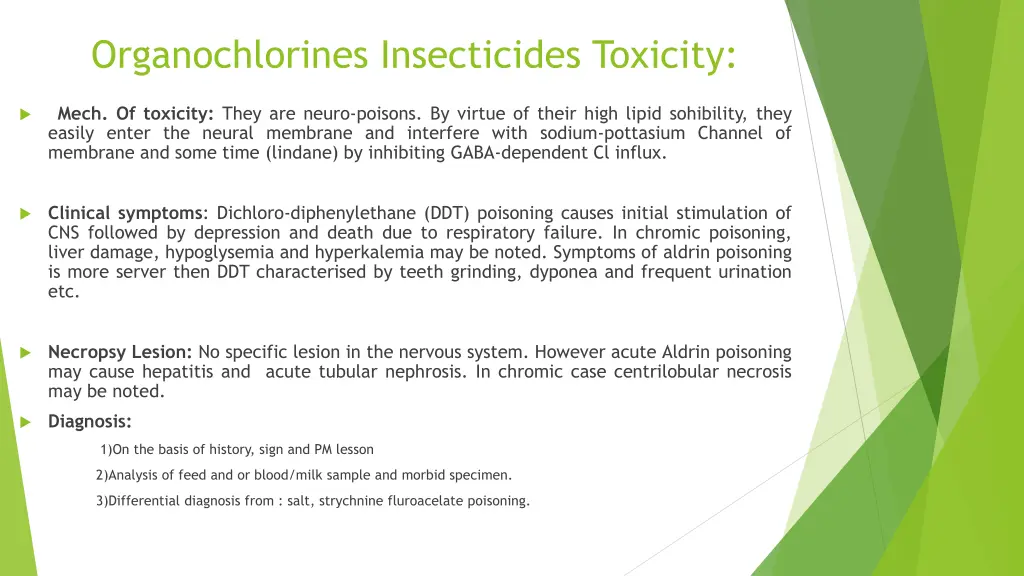 organochlorines insecticides toxicity