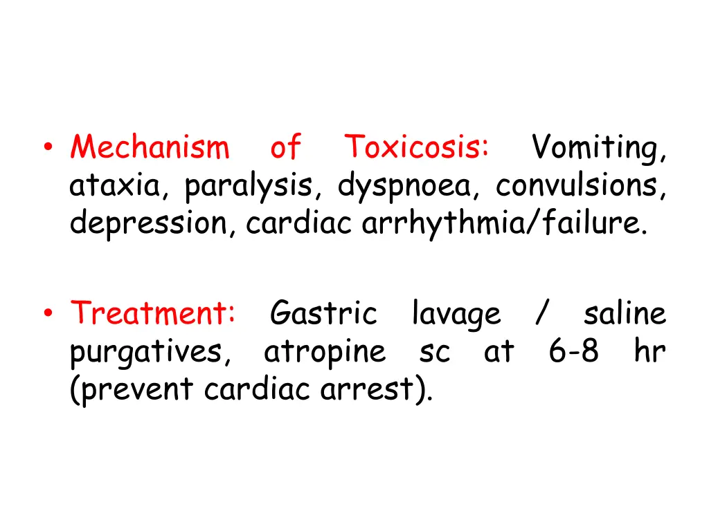 mechanism ataxia paralysis dyspnoea convulsions