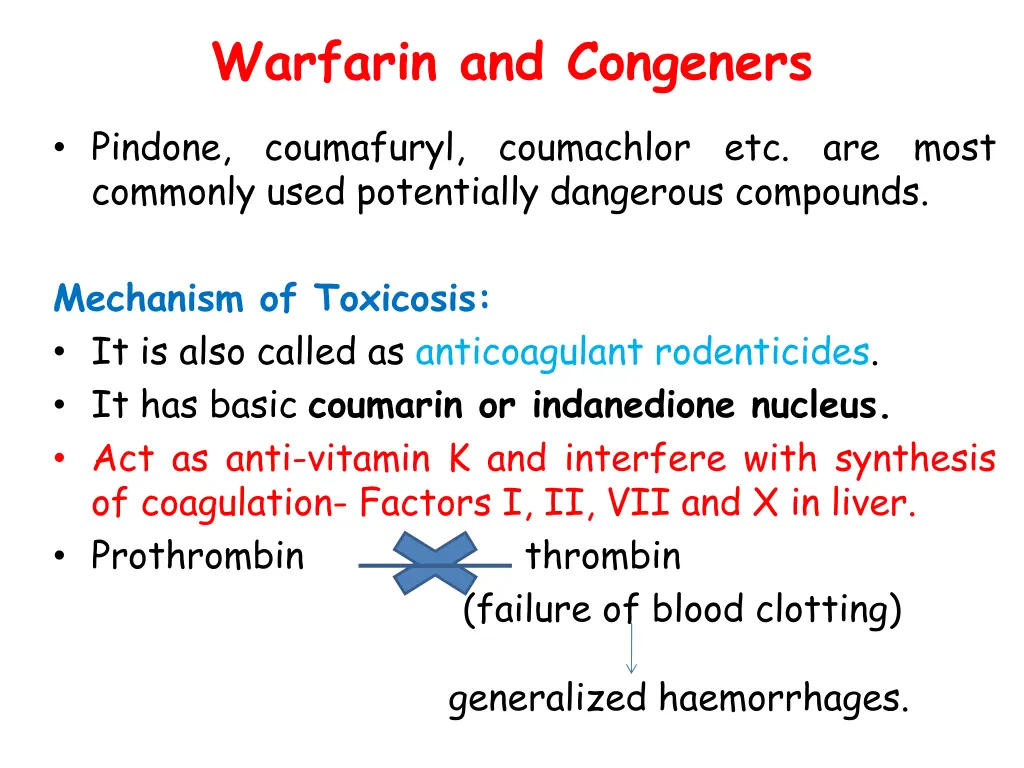 warfarin and congeners