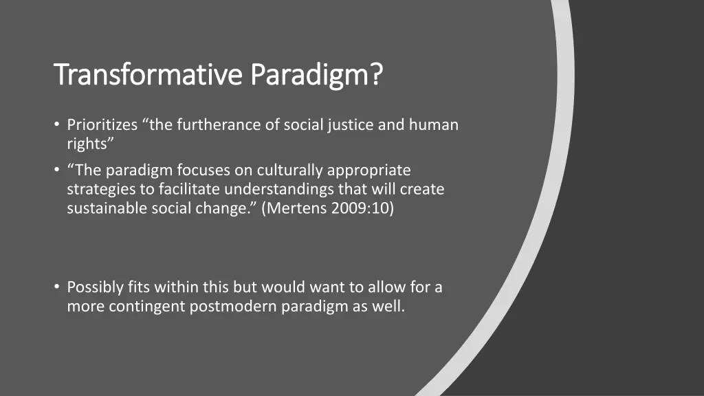 transformative paradigm transformative paradigm