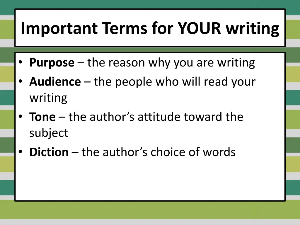 important terms for your writing