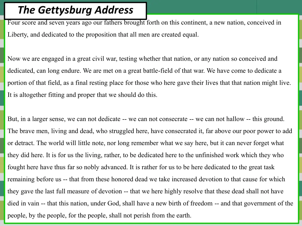 the gettysburg address