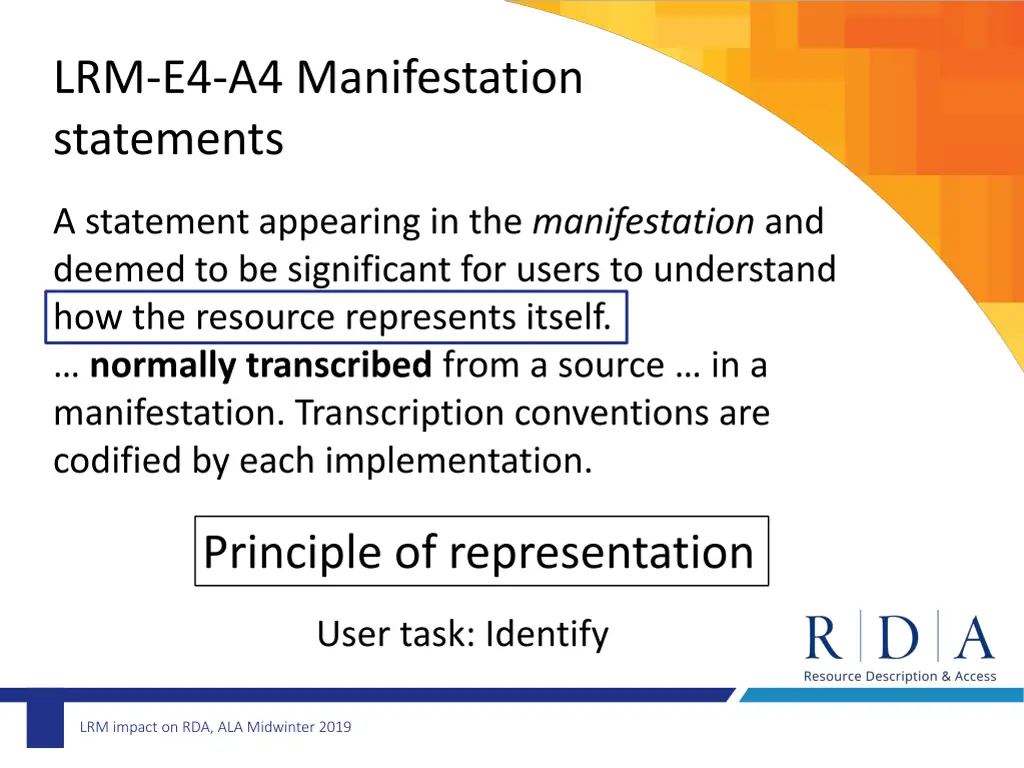 lrm e4 a4 manifestation statements