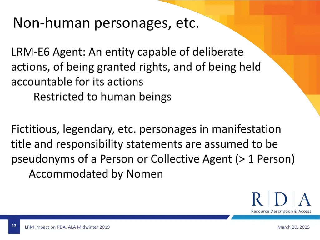 non human personages etc